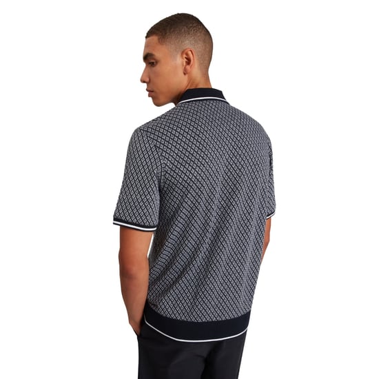Ted Baker Ss Regular Geo Textured Navy Poloshirt - Image 5