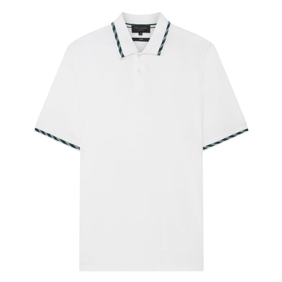 Ted Baker Ss Polohemd Mit Jacquard-jacquardmuster, Weiß - Image 1