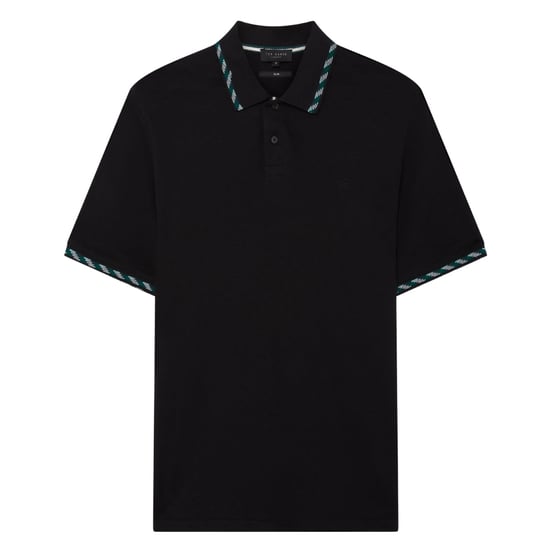 Ted Baker Ss Polohemd Mit Jacquard-jacquardmuster, Schwarz - Image 1