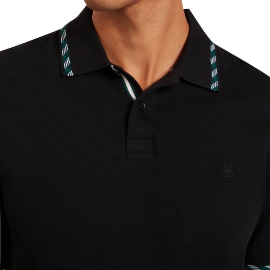Ted Baker Ss Polohemd Mit Jacquard-jacquardmuster, Schwarz - Image 5