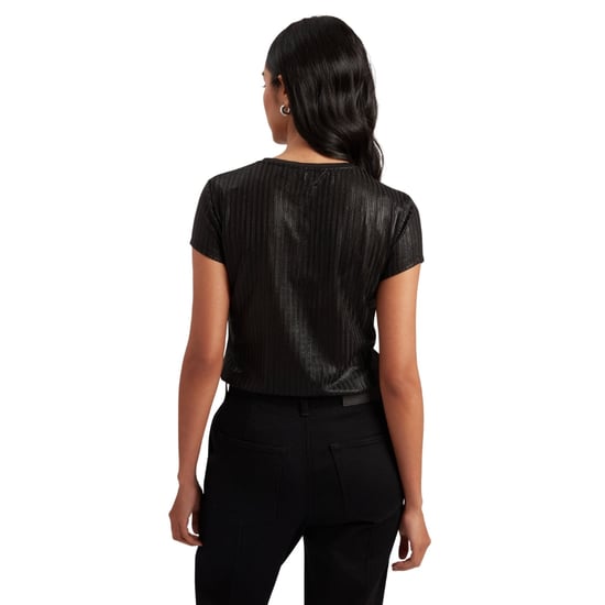 Ted Baker Katrino Metallic Kurzarm-t-shirt In Schwarz Mit Rundhalsausschnitt - Image 3