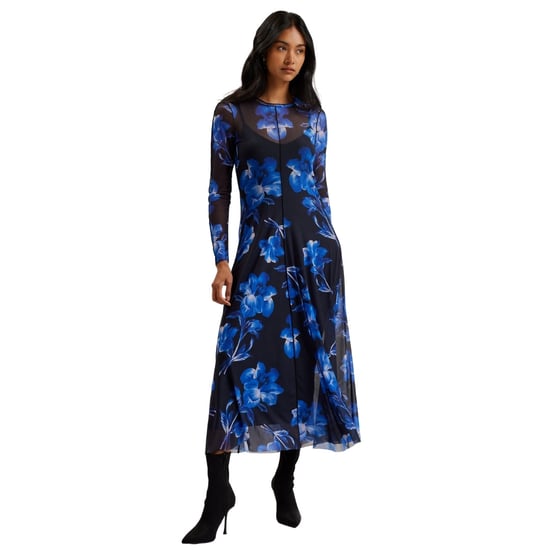Ted Baker Rozeen Mesh Langarmkleid Mit Print, Blau, Midi-länge - Image 2