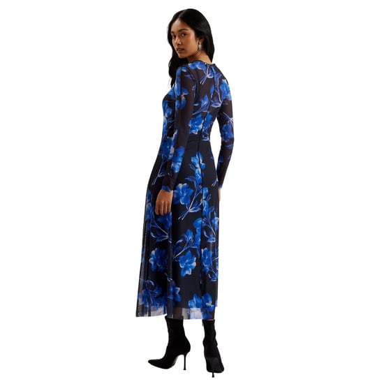 Ted Baker Rozeen Mesh Langarmkleid Mit Print, Blau, Midi-länge - Image 3