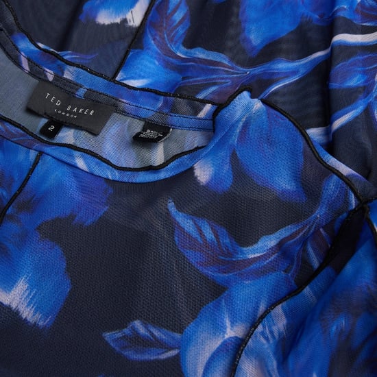 Ted Baker Rozeen Mesh Langarmkleid Mit Print, Blau, Midi-länge - Image 5