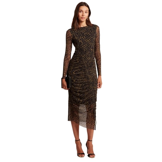 Ted Baker Gerüschtes Mesh-Midikleid mit Schlitz - Schwarz - Image 2