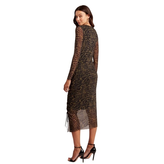 Ted Baker Gerüschtes Mesh-Midikleid mit Schlitz - Schwarz - Image 4