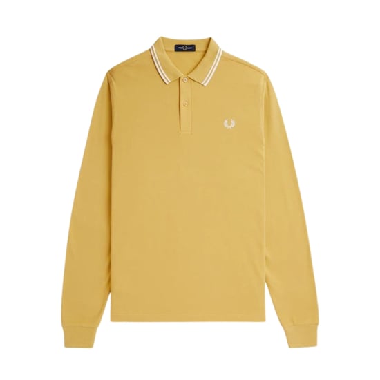 Fred Perry Schwarzes Langarm-poloshirt Mit Zweifarbigem Kragen Und Wabenmuster - Image 1