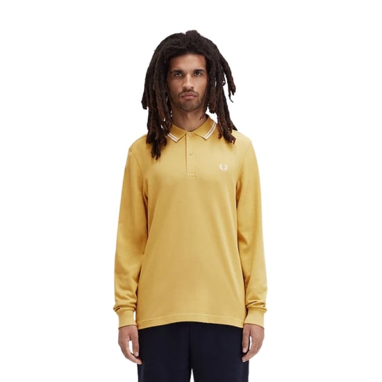 Fred Perry Schwarzes Langarm-poloshirt Mit Zweifarbigem Kragen Und Wabenmuster - Image 3