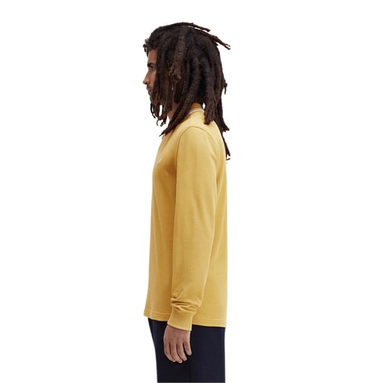 Fred Perry Schwarzes Langarm-poloshirt Mit Zweifarbigem Kragen Und Wabenmuster - Image 4