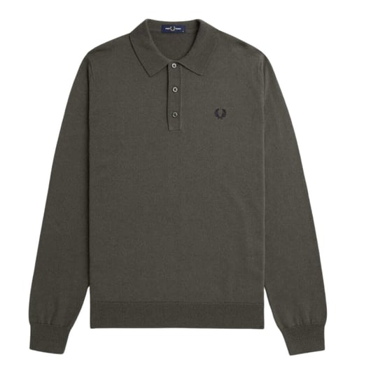 Fred Perry Langarm-strickpolo In Uni-feldgrün - Image 1