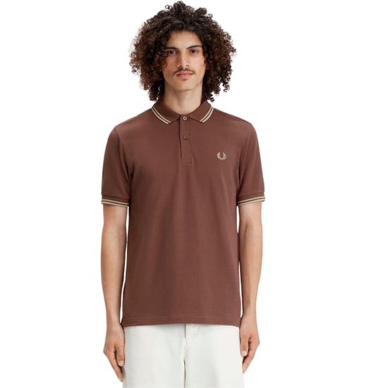 Fred Perry Twin Tipped Warm Brick Poloshirt - Image 2