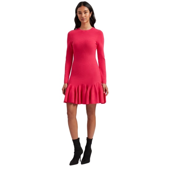 Ted Baker Loisss Flippy Rock, Langärmeliges Fuchsiafarbenes Minikleid - Image 3