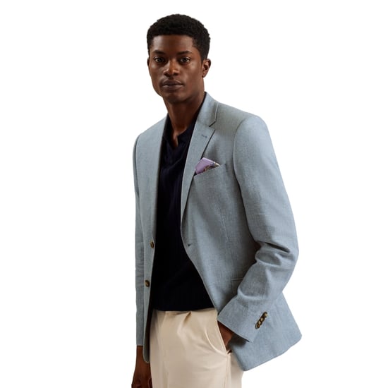 Ted Baker Damaskj Slim Blazer Aus Baumwoll-leinen-mischgewebe, Blau - Image 3