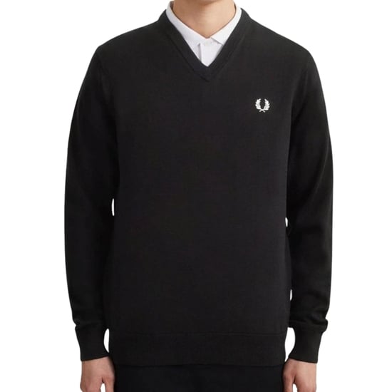 Fred Perry Klassischer Schwarzer Pullover Mit V-ausschnitt - Image 3