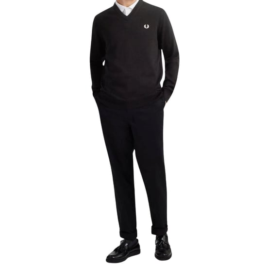 Fred Perry Klassischer Schwarzer Pullover Mit V-ausschnitt - Image 4