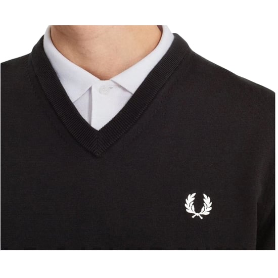 Fred Perry Klassischer Schwarzer Pullover Mit V-ausschnitt - Image 5