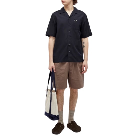 Fred Perry Strukturiertes, Leichtes, Marineblaues Urlaubshemd - Image 5