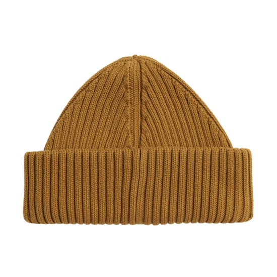 Fred Perry Branded Patch Dark Caramel Ribbed Beanie - Image 2