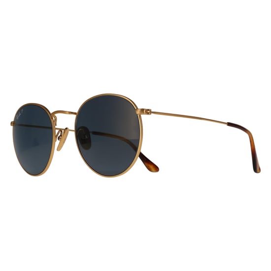 Ray-Ban RB8248 Runde Sonnenbrille aus Titan 9217T0, gebürstetes Gold, blau verspiegelt, goldfarben, polarisiert - Image 2