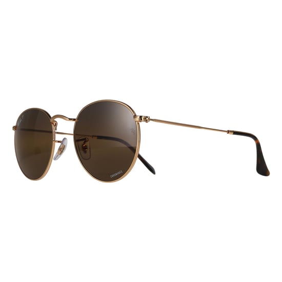 Ray-Ban Runde Metall-Sonnenbrille RB3447 001/G5 in Gold, Silber und Braun, polarisiert, Chromance - Image 2