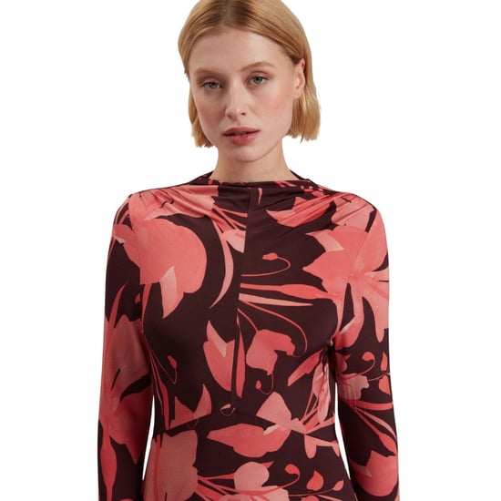 Ted Baker Starlah Slinky Jersey Bedrucktes Dunkelbraunes Midikleid - Image 3