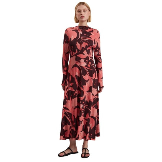Ted Baker Starlah Slinky Jersey Bedrucktes Dunkelbraunes Midikleid - Image 4