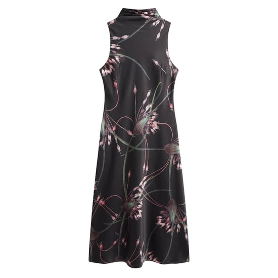 Schwarzes Midi-kleid Von Ted Baker Antua Mit Print Und Wasserfallausschnitt - Image 1