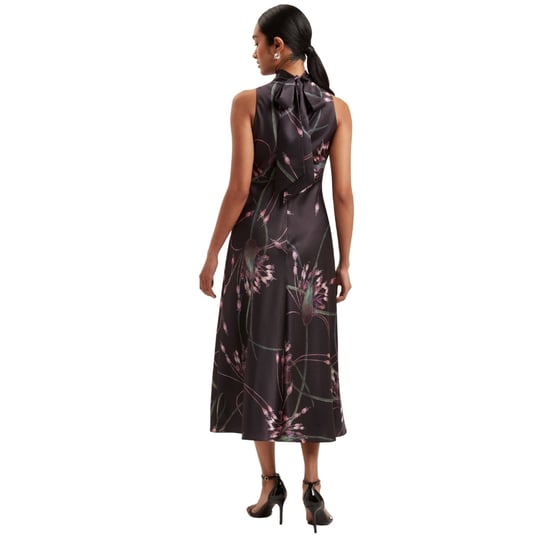 Schwarzes Midi-kleid Von Ted Baker Antua Mit Print Und Wasserfallausschnitt - Image 4