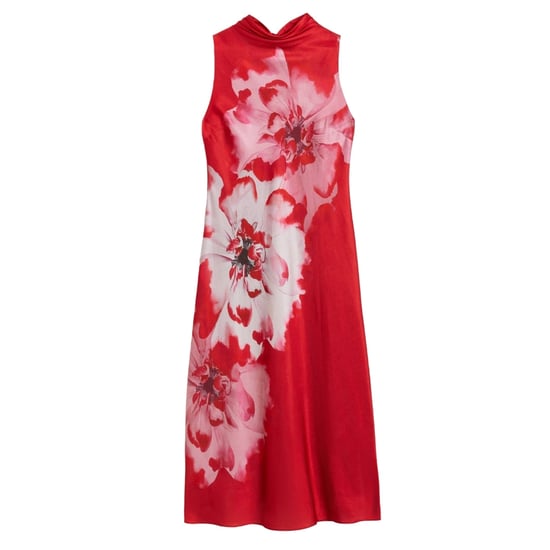 Ted Baker Aliara Bedrucktes Rotes Midi-kleid Mit Wasserfallausschnitt - Image 1