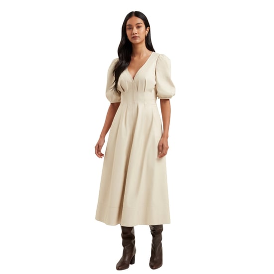 Ted Baker Tamega Midikleid Aus Elfenbeinfarbenem Kunstleder - Image 3