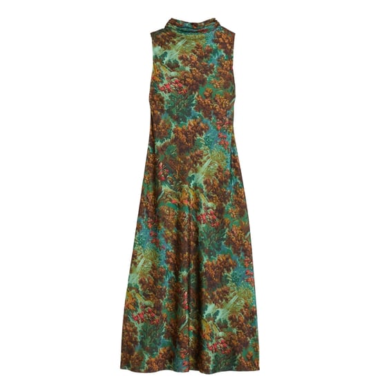 Ted Baker Eyva Bedrucktes Midikleid Mit Wasserfallausschnitt, Grün - Image 1