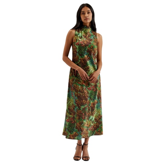 Ted Baker Eyva Bedrucktes Midikleid Mit Wasserfallausschnitt, Grün - Image 2