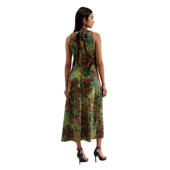Ted Baker Eyva Bedrucktes Midikleid Mit Wasserfallausschnitt, Grün - Image 3