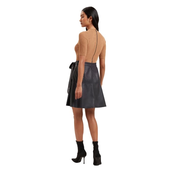 Ted Baker Olivia Strickoberteil, Kunstlederrock, Marineblaues Kleid - Image 3