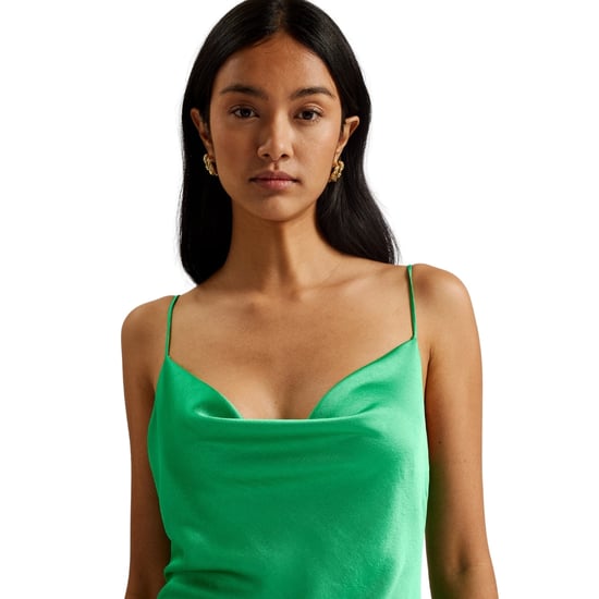 Ted Baker Tunca Satin-abendkleid In Grün Mit Wasserfallausschnitt, Midi-länge - Image 2