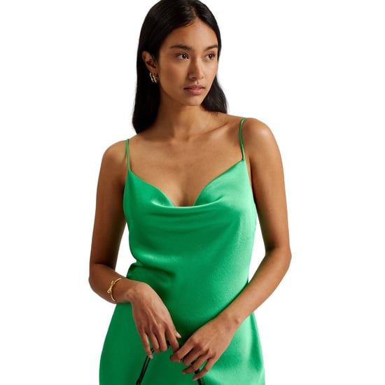 Ted Baker Tunca Satin-abendkleid In Grün Mit Wasserfallausschnitt, Midi-länge - Image 5
