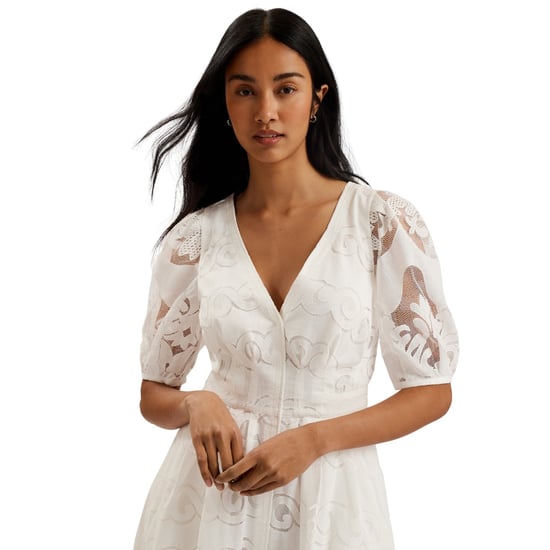 Weißes Midikleid Von Ted Baker Agnel Mit Spitze Und Puffärmeln - Image 3