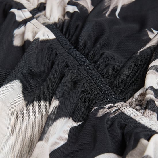 Ted Baker Marliyy Bedrucktes, Figurbetontes, Gerafftes Schwarzes Kleid Aus Mesh - Image 3
