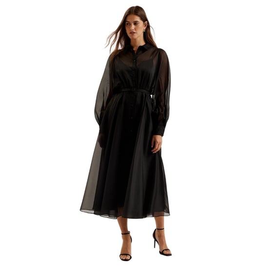 Schwarzes Maxikleid Aus Transparentem Organza Von Ted Baker Gibara - Image 2