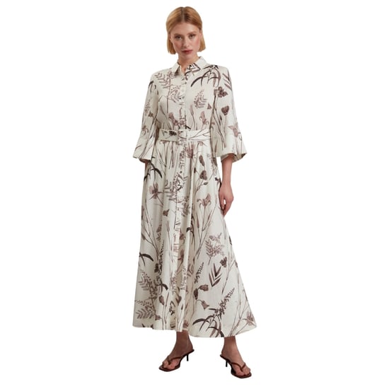 Ted Baker Luwisa Leinen-seide Plissee-midikleid In Elfenbein - Image 3