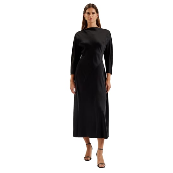 Schwarzes Midikleid Von Ted Baker Avelli Mit Geschwungenen Ziernähten - Image 2