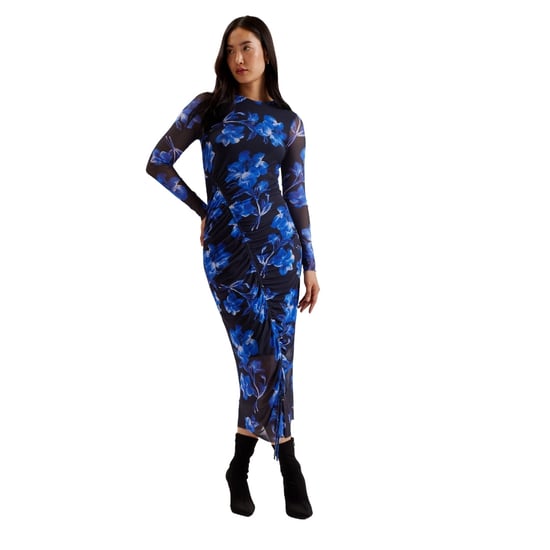 Ted Baker Marliyy Bedrucktes, Figurbetontes Kleid Aus Mesh, Blau - Image 3