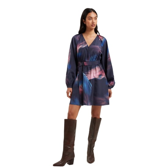 Ted Baker Alte Bedrucktes, Marineblaues Minikleid Mit Gürtel - Image 2