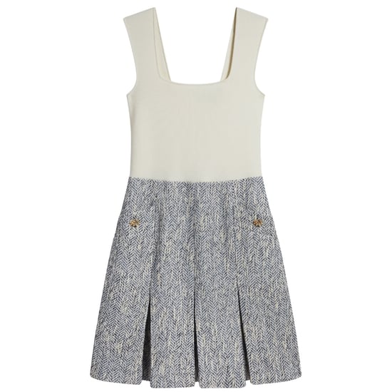 Ärmelloses Hellblaues Kleid Von Ted Baker Vulpam Mit Strickoberteil Und Bouclé-finish - Image 1