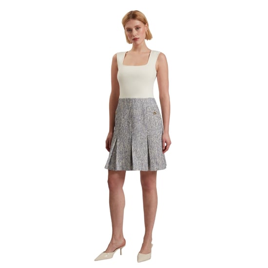 Ärmelloses Hellblaues Kleid Von Ted Baker Vulpam Mit Strickoberteil Und Bouclé-finish - Image 3