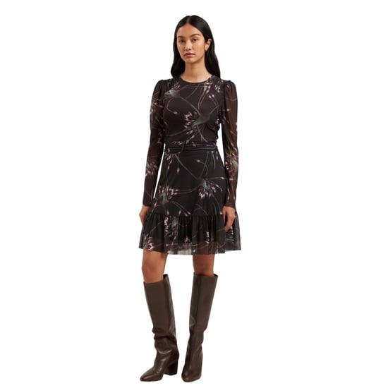 Schwarzes Minikleid „sande" Von Ted Baker Mit Gerafften Schultern Und Mesh-einsätzen - Image 4