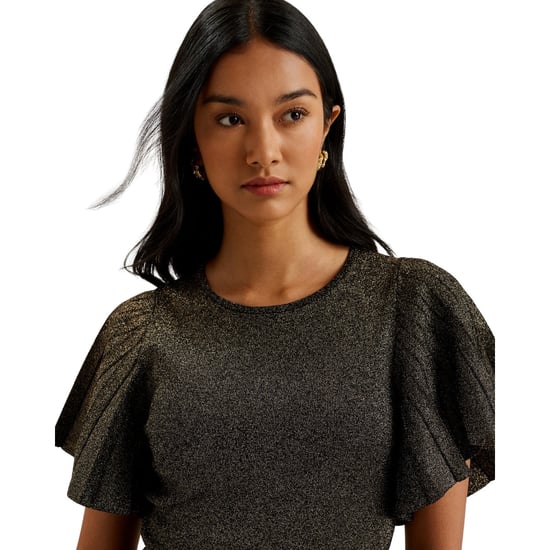Ted Baker Madison Metallic Strickkleid Mit Engelsärmeln, Schwarz - Image 6