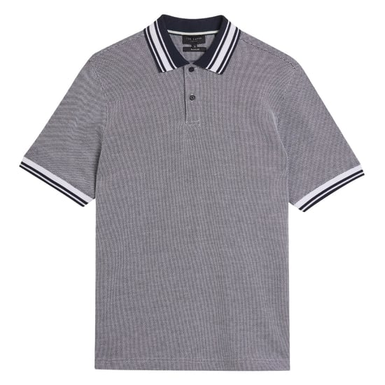 Ted Baker Phenes Regular Fit Strukturiertes Marineblaues Polohemd - Image 1