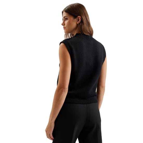 Ted Baker Rondher Rose Button Crew Neck Black Tank Top - Image 3