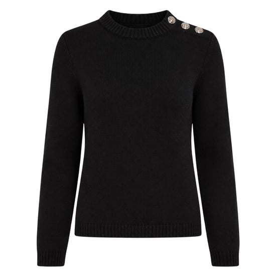 Ted Baker Janha Rose Button Rundhals Langarmpullover, Schwarz - Image 1